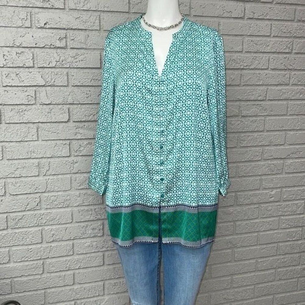 Jones New York Women Multicolored Long Sleeve Blouse Size M